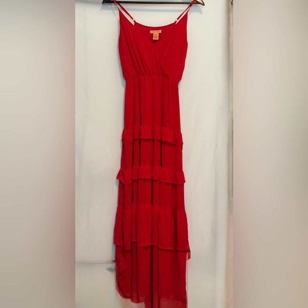 Flying Tomato Red Tiered Maxi Dress
